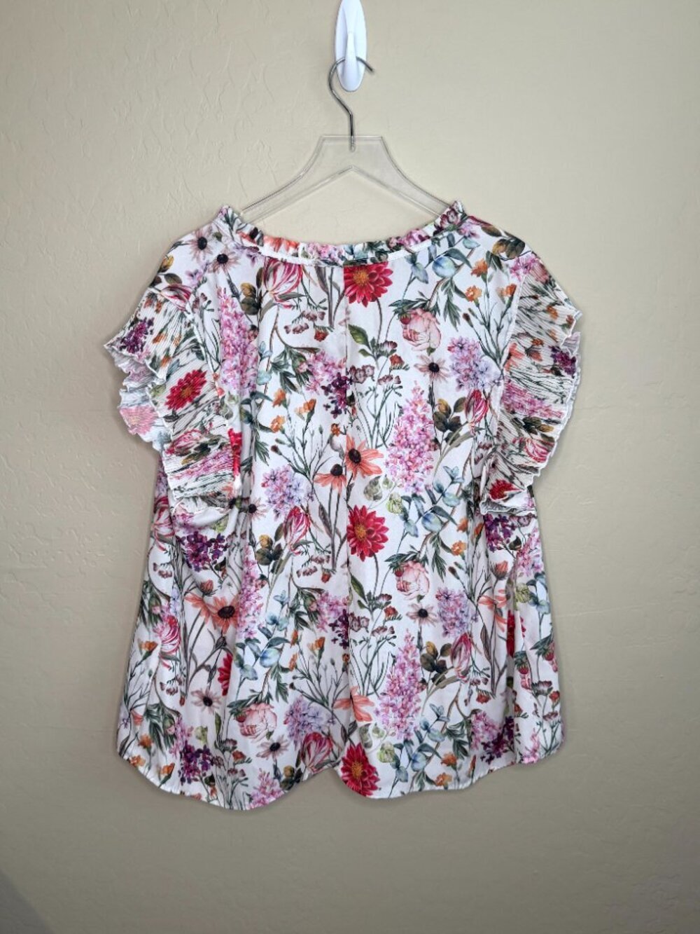 Chenault Floral Ruffle Cap Sleeve Blouse Top 3X - Picture 6 of 6